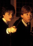 Harry und Ron halten Zauberstäbe in den Händen. 