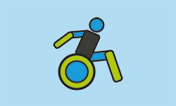 Skizze eines Rollstuhlfahrenden